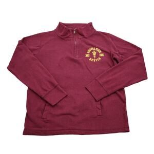 ASU Sweater Womens M Red MV Sport Chest Zip High Neck Front Pocket Sun Devils